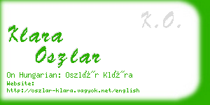 klara oszlar business card